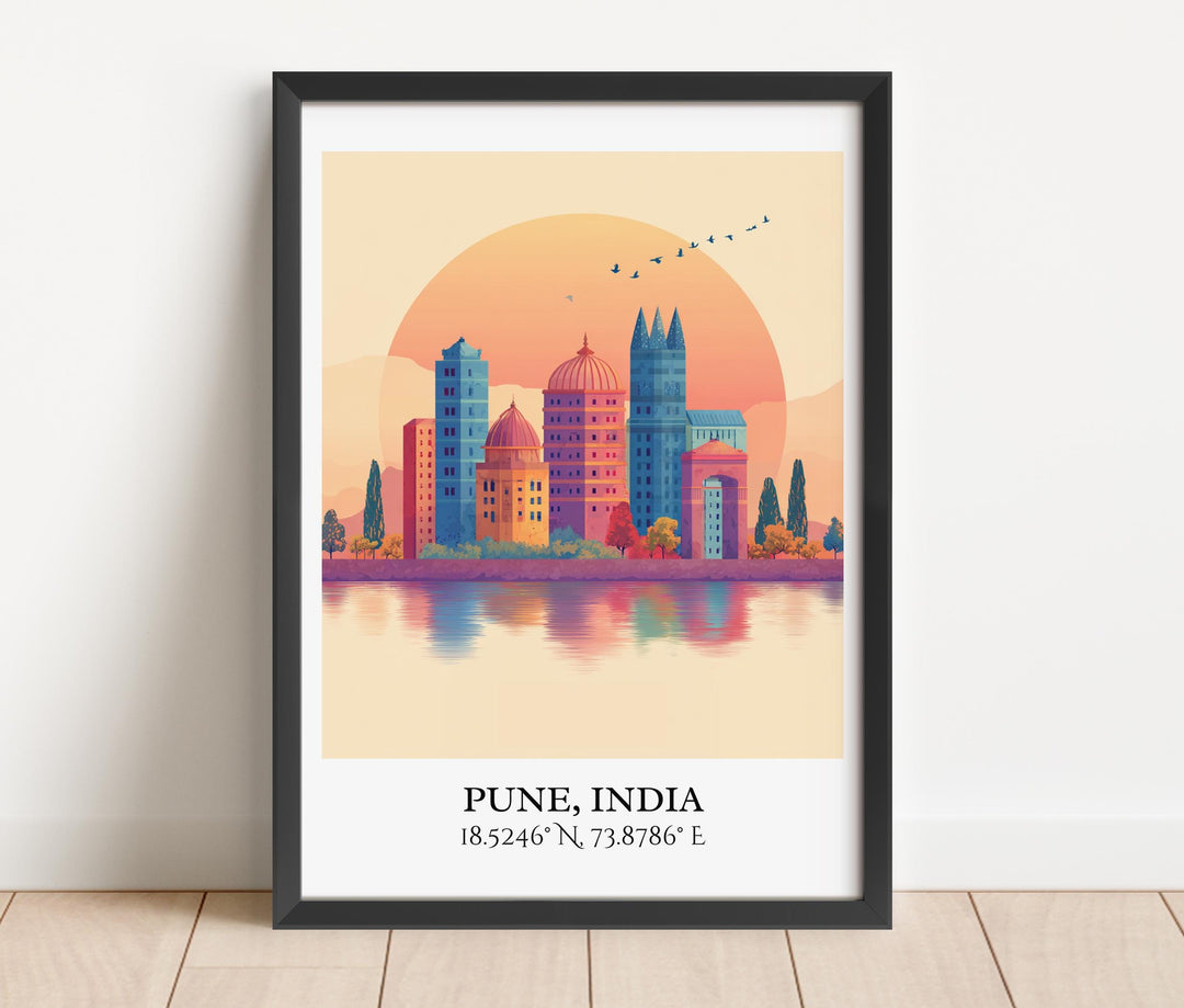 Pune India Art, Pune Retro Travel Art, Pune India Home Decor, India Gift, India Travel Art, Travel Prints, Housewarming Gift