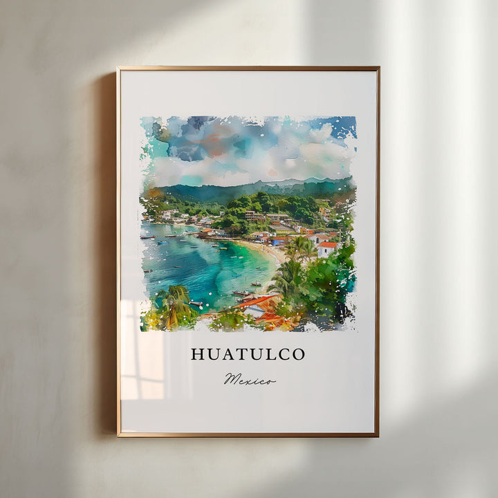 Huatulco Mexico Wall Art, Huatulco MX Print, Huatulco Watercolor, Huatulco Mexico Gift,