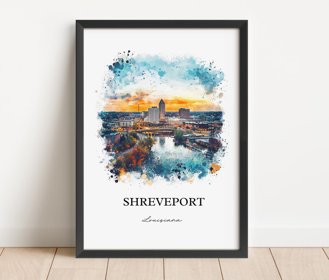 Shreveport and Bossier City, Louisiana – Watercolor Art Print