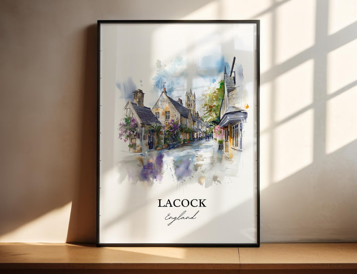 Lacock England Wall Art, Lacock Print, Wiltshire Watercolor Art, Lacock Gift, Travel Print, Travel Poster, Housewarming Gift
