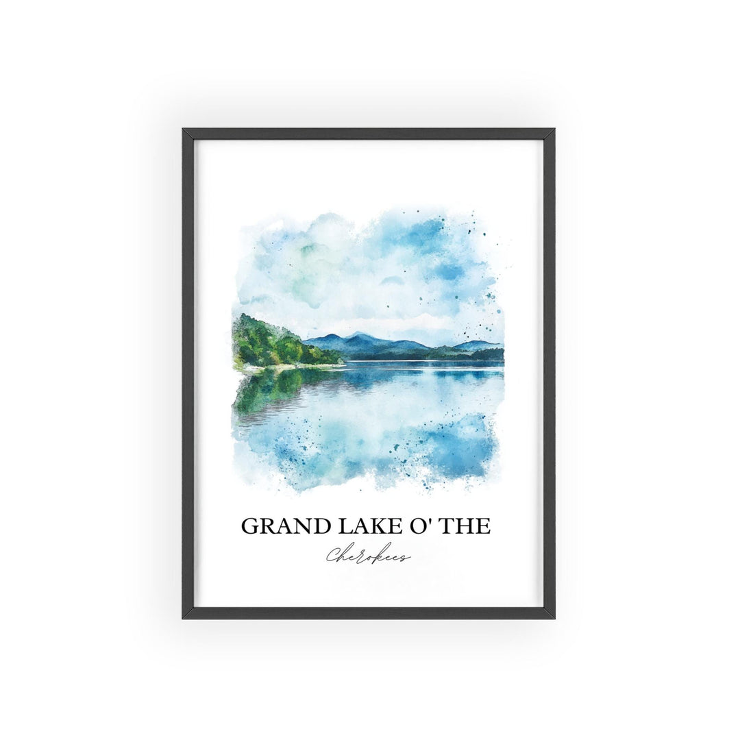 Grand Lake O' The Cherokees Art, Ozarks Print, Oklahoma Watercolor Art, Oklahoma Gift, Travel Print, Travel Poster, Housewarming Gift