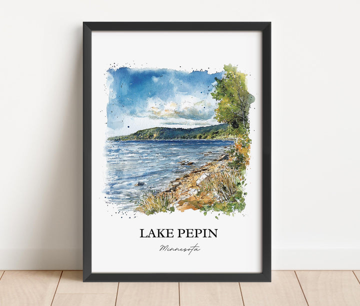 Lake Pepin MN Wall Art, Lake Pepin Print, Minnesota Watercolor Art, Lake Pepin Gift, Travel Print, Travel Poster, Housewarming Gift