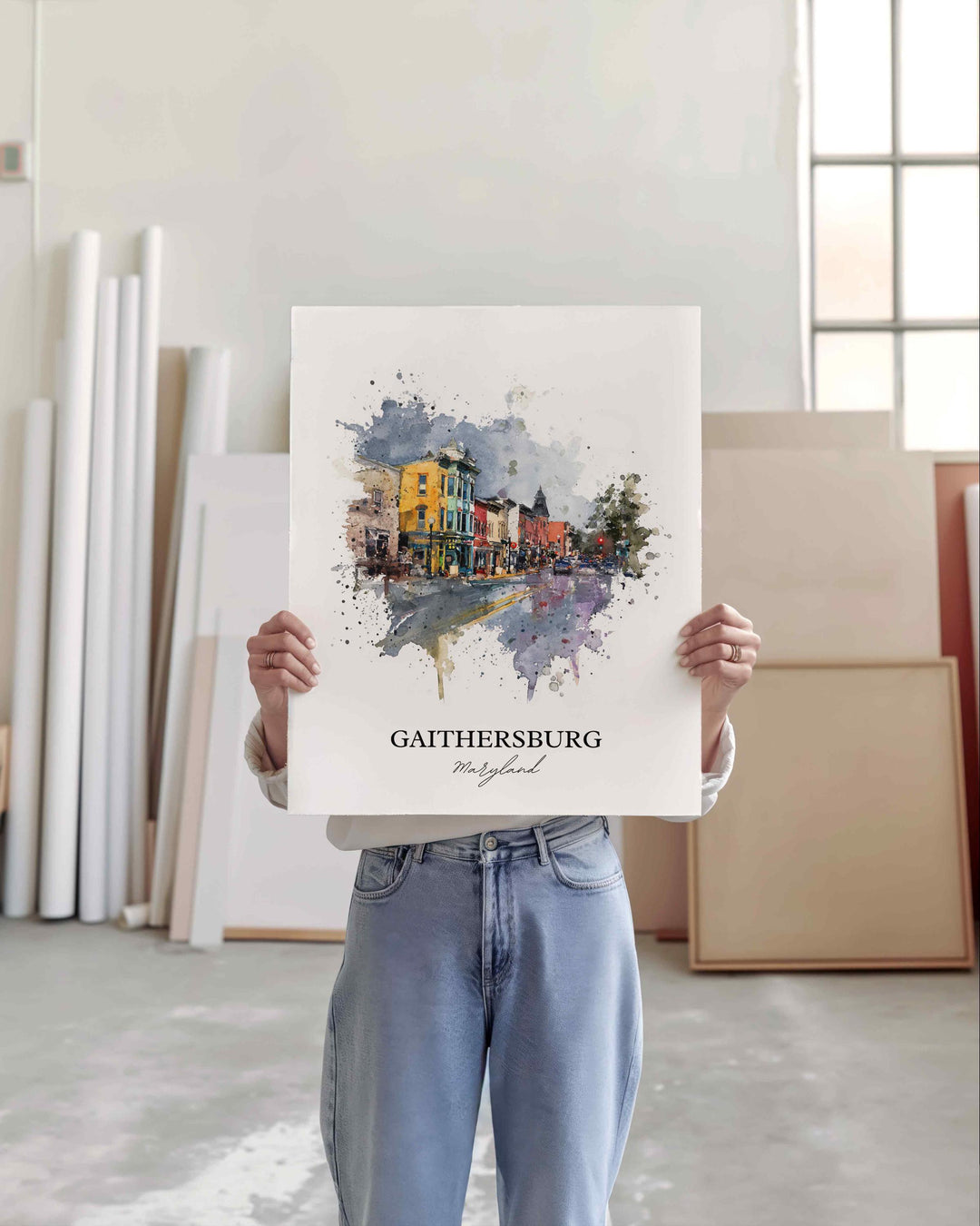 Gaithersburg, Maryland, USA – Watercolor Art Print