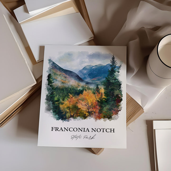 Franconia Notch State Park Art, Lincoln NH Print, New Hampshire Art, Franconia Notch Gift, Travel Print, Travel Poster, Housewarming Gift