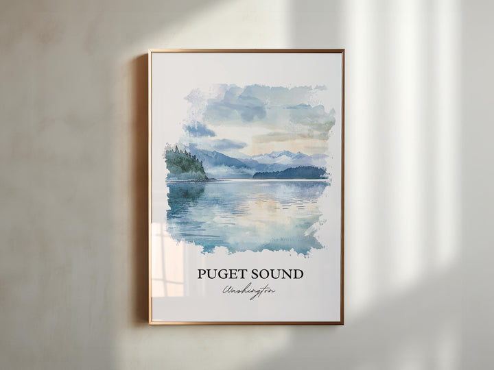 Puget Sound WA Wall Art, Camano Island Print, Washington State Watercolor, Puget Sound Gift, Travel Print, Travel Poster, Housewarming Gift