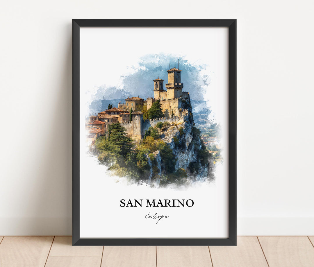 San Marino Wall Art, San Marino Print, San Marino Watercolor Art, San Marino Gift, Travel Print, Travel Poster, Housewarming Gift