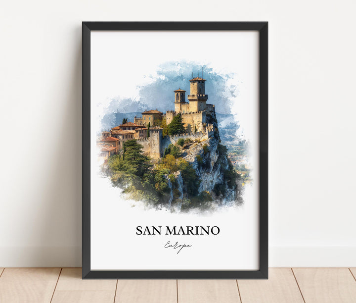 San Marino Wall Art, San Marino Print, San Marino Watercolor Art, San Marino Gift, Travel Print, Travel Poster, Housewarming Gift