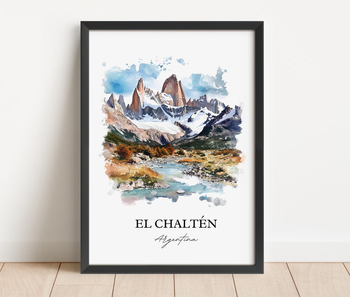 El Chaltén Wall Art, Los Glaciares Park Print, Argentina Watercolor Art, El Chaltén Gift, Travel Print, Travel Poster, Housewarming Gift