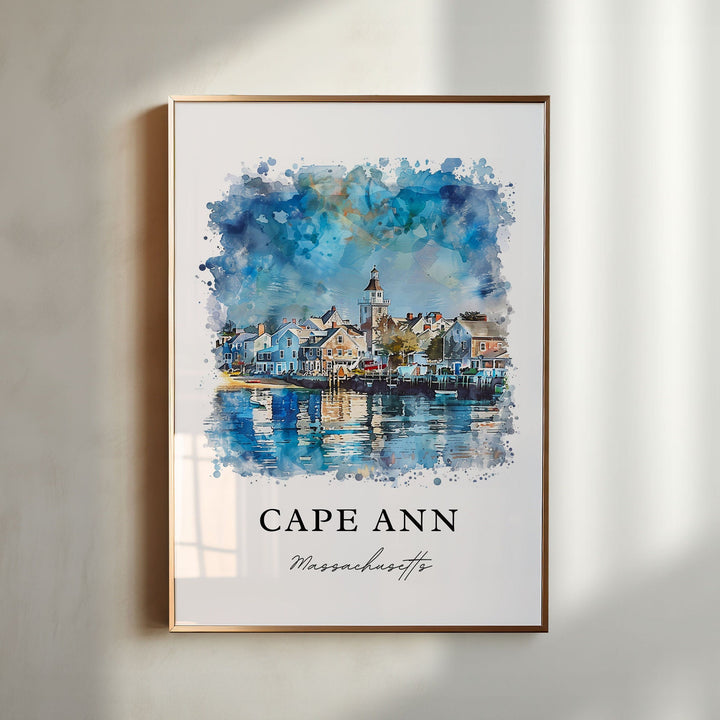 Cape Ann Wall Art, Cape Ann MA Print, Rockport Mass. Watercolor Art, Gloucester MA. Gift, Travel Poster, Housewarming Gift