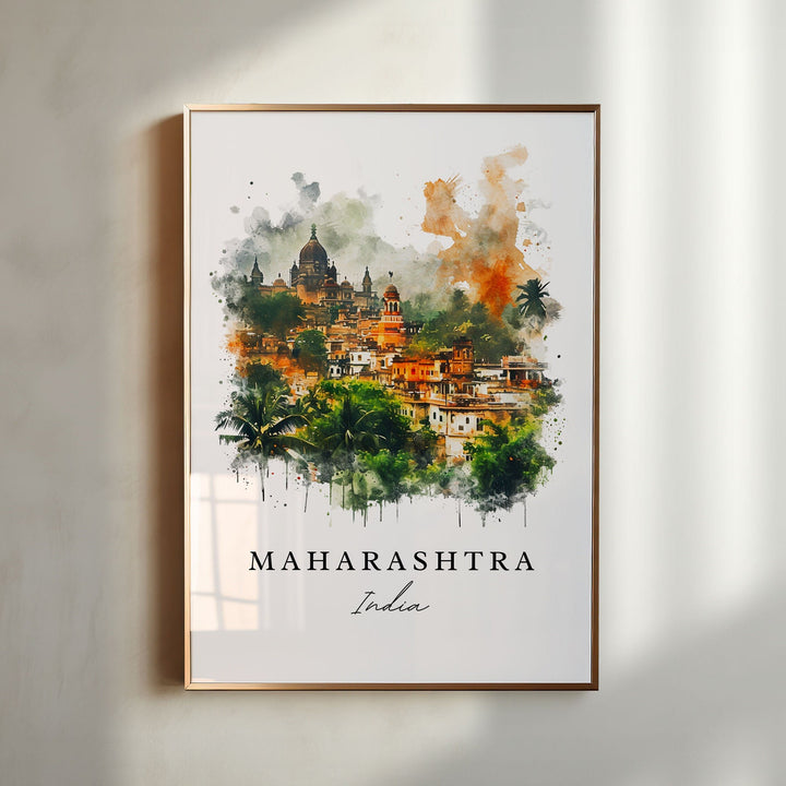 Maharashtra traditional travel art - India, Maharashtra print, Wedding gift, Birthday present, Custom Text, Perfect Gift