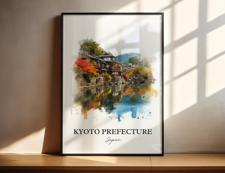 Kyoto Wall Art, Kyoto Prefecture Print, Kyoto Watercolor Art, Kyoto Japan Gift, Japan Travel Print, Travel Poster, Housewarming Gift