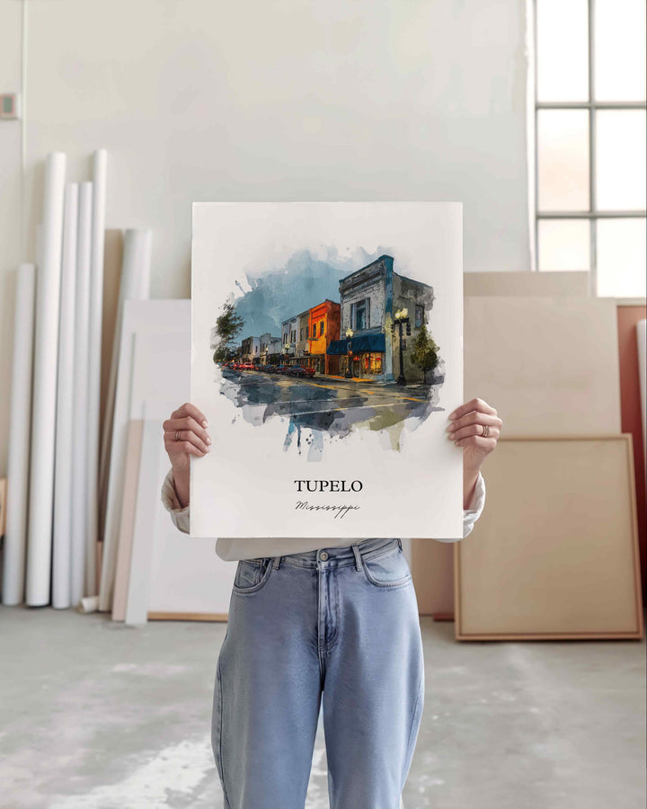Tupelo, Mississippi – Watercolor Art Print