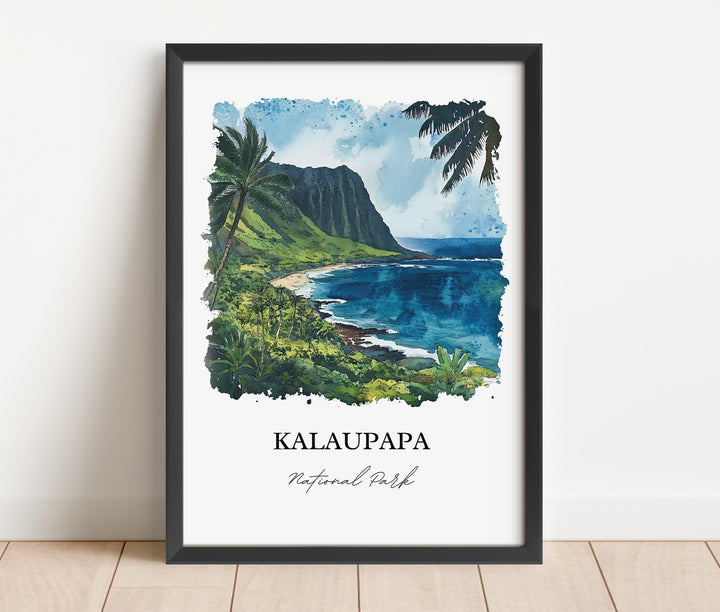 Kalaupapa Wall Art, Kalaupapa Hawaii Print, Molokai Watercolor Art, Molokai Gift, Travel Print, Travel Poster, Housewarming Gift