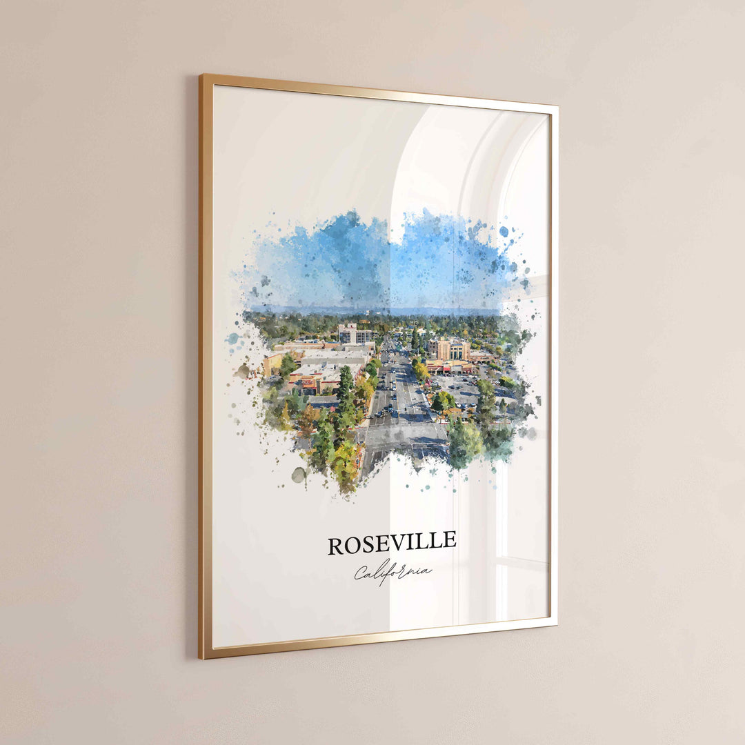 Roseville, California – Watercolor Art Print