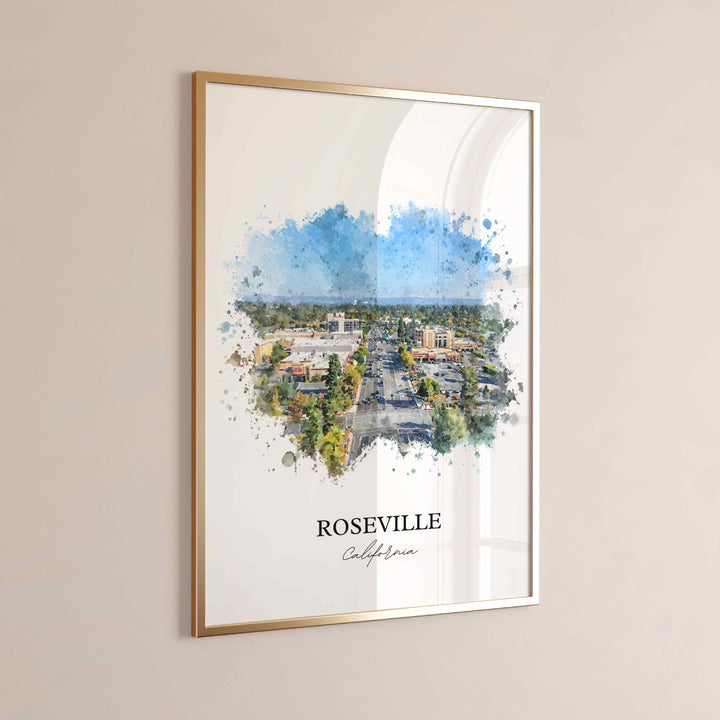 Roseville, California – Watercolor Art Print
