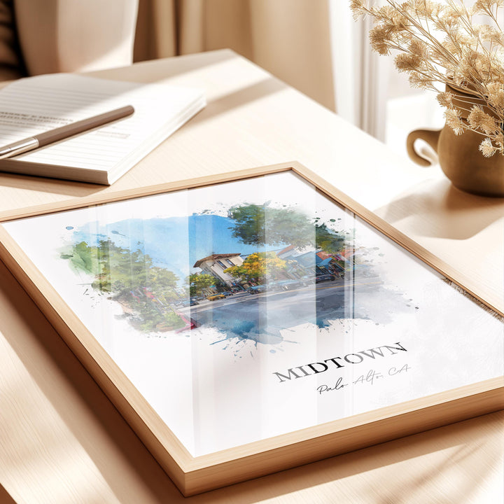 Palo Alto, California – Watercolor Art Print