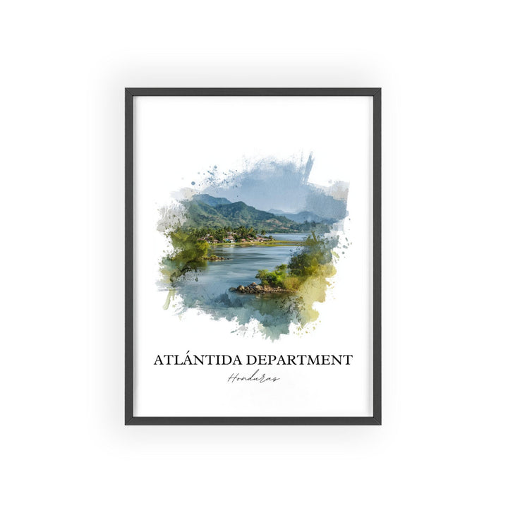 Atlántida Department Wall Art, Honduras Print, Honduras Watercolor Art, Honduras Gift, Honduras Print, Travel Poster, Housewarming Gift