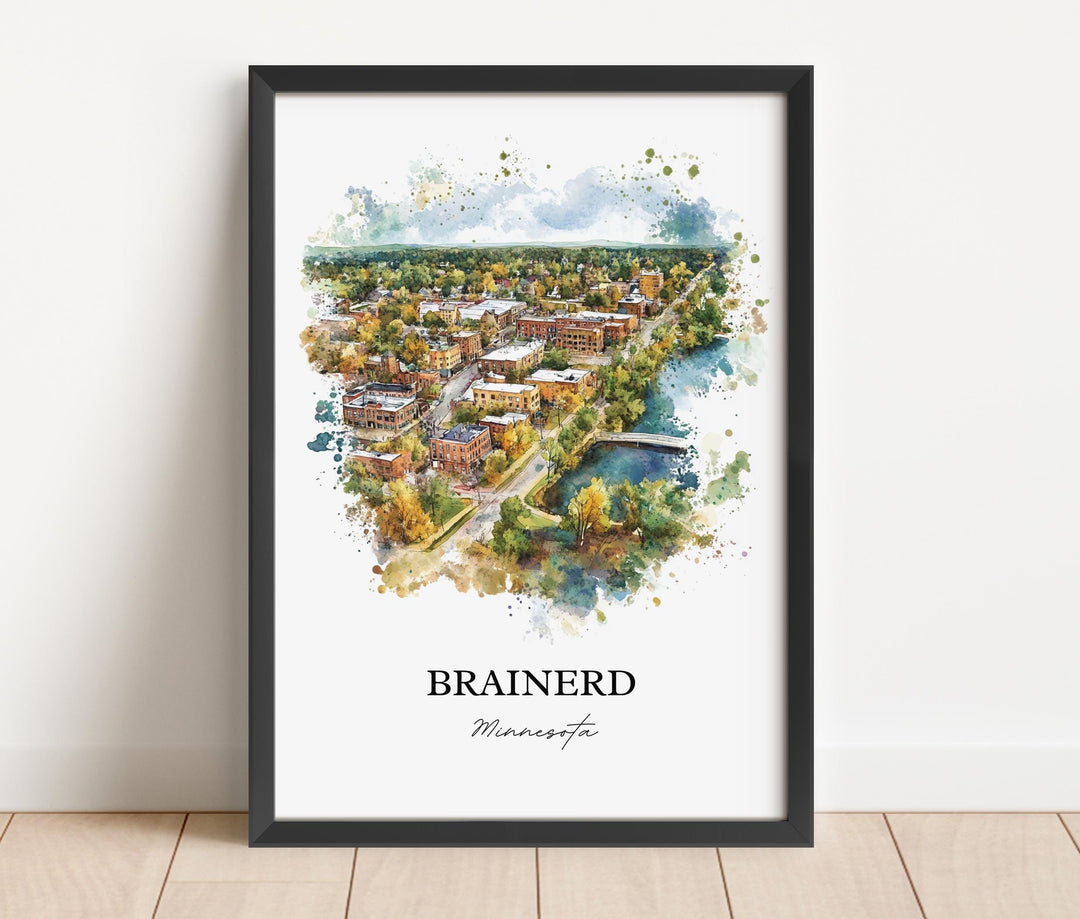 Brainerd MN Wall Art, Crow Wing County Print, Minnesota Watercolor Art, Brainerd Gift, Travel Print, Travel Poster, Housewarming Gift