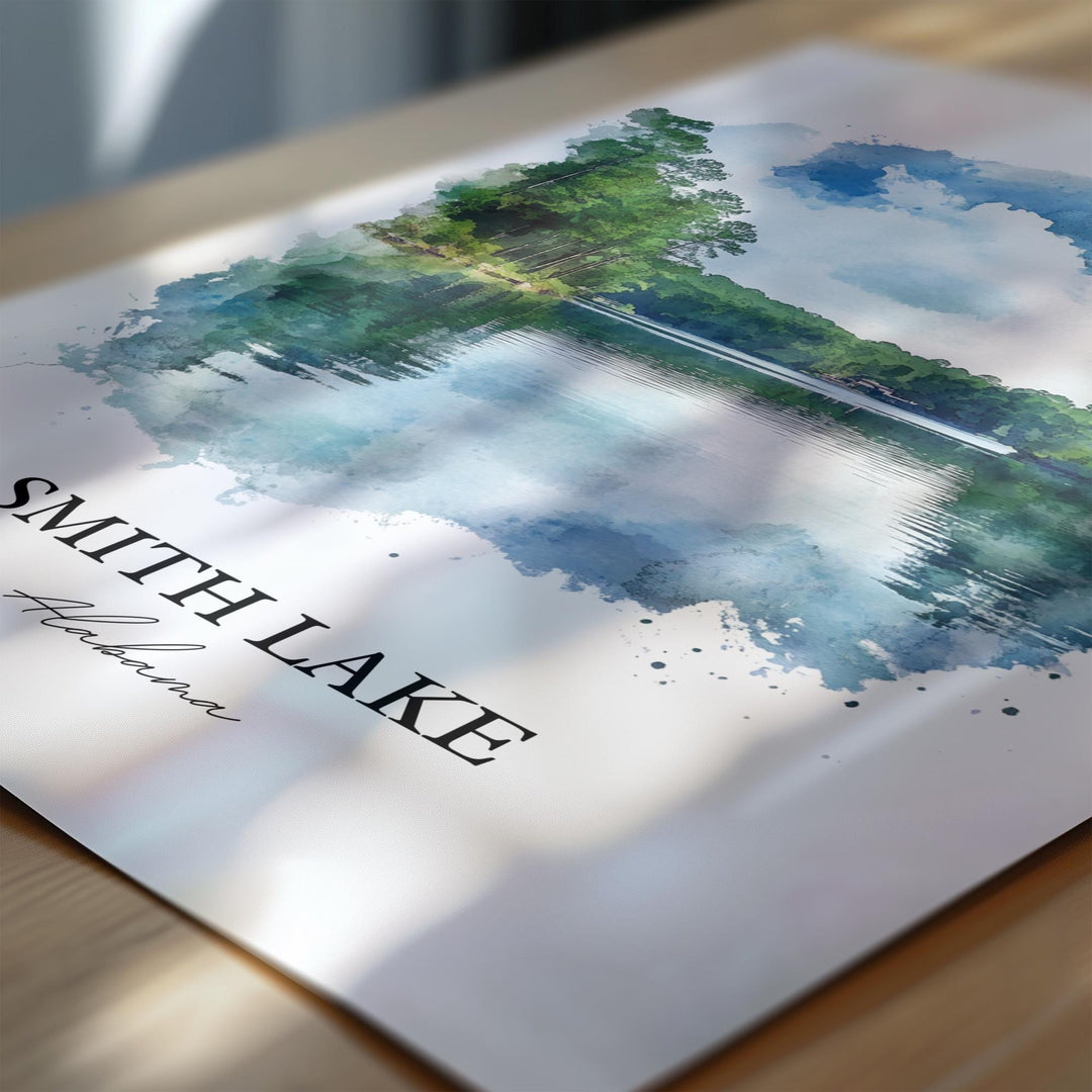 Smith Lake AL Wall Art, Haleyville Print, Alabama Watercolor Art, Smith Lake Alabama Gift, Travel Print, Travel Poster, Housewarming Gift