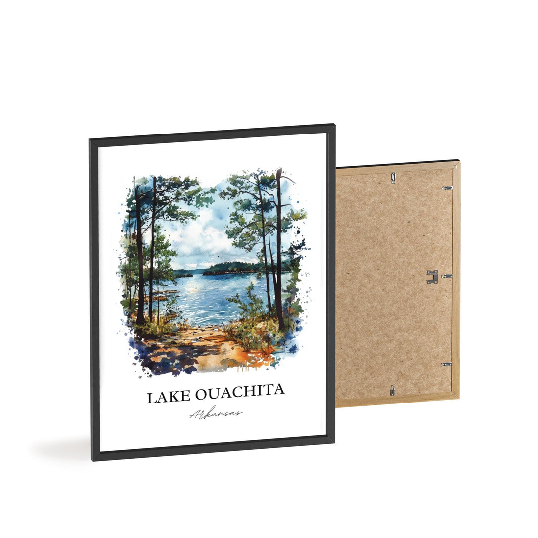Lake Ouachita Wall Art, Ouachita Forest Print, Arkansas Watercolor Art, Lake Ouachita Gift, Travel Print, Travel Poster, Housewarming Gift