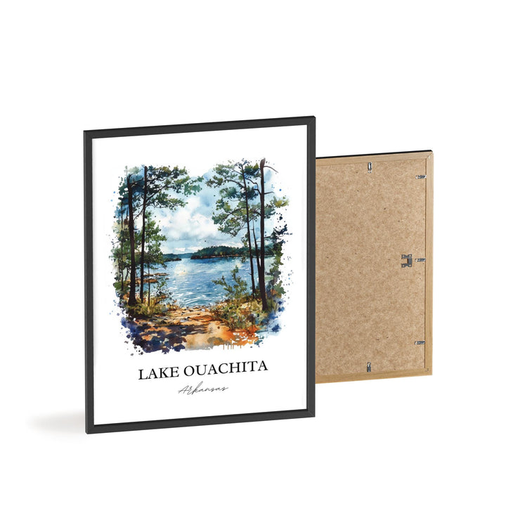 Lake Ouachita Wall Art, Ouachita Forest Print, Arkansas Watercolor Art, Lake Ouachita Gift, Travel Print, Travel Poster, Housewarming Gift