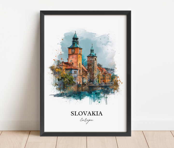 Slovakia Wall Art, Slovakia Print, Slovakia Watercolor Art, Slovakia Travel Gift, Travel Print, Travel Poster, Housewarming Gift