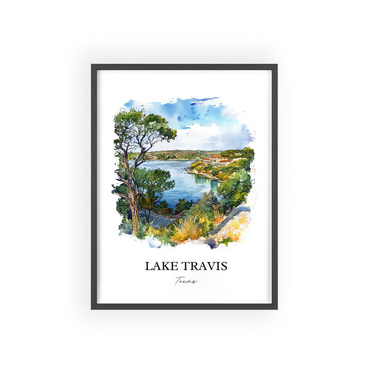 Lake Travis Wall Art, Lake Travis Print, Austin Watercolor Art, Lake Travis Texas Gift, Travel Print, Travel Poster, Housewarming Gift