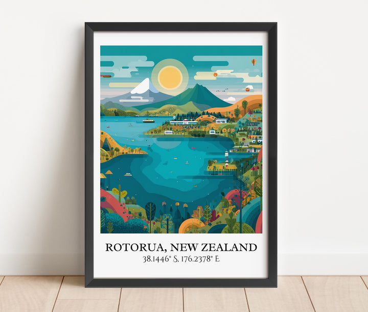 Rotorua, New Zealand – Watercolor Art Print