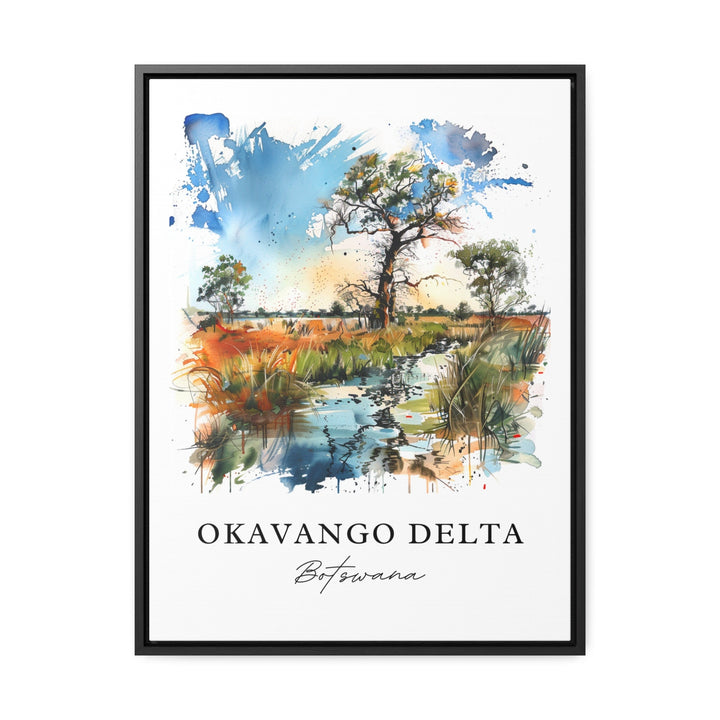 Okavango Delta Wall Art, Okavango Botswana Print, Botswana Watercolor, Botswana Gift,