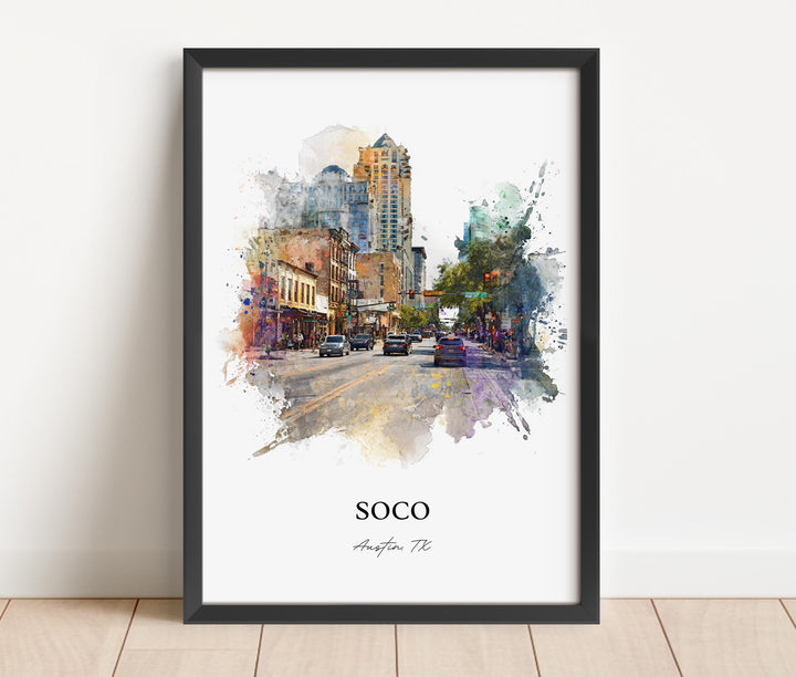Soco Austin, Texas – Watercolor Art Print