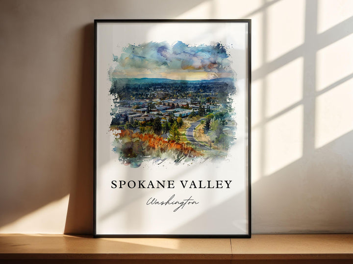 Spokane Valley Art, Spokane Washington Print, Spokane Watercolor Art, Spokane Valley Gift,