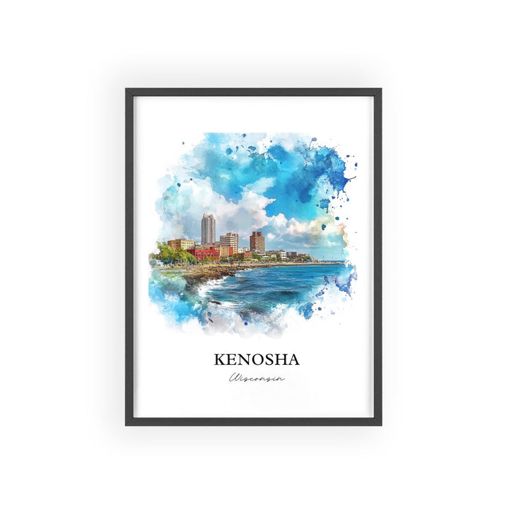 Kenosha WI Wall Art, Lake Michigan Print, Wisconsin Watercolor Art, Kenosha Wisconsin Gift, Travel Print, Travel Poster, Housewarming Gift