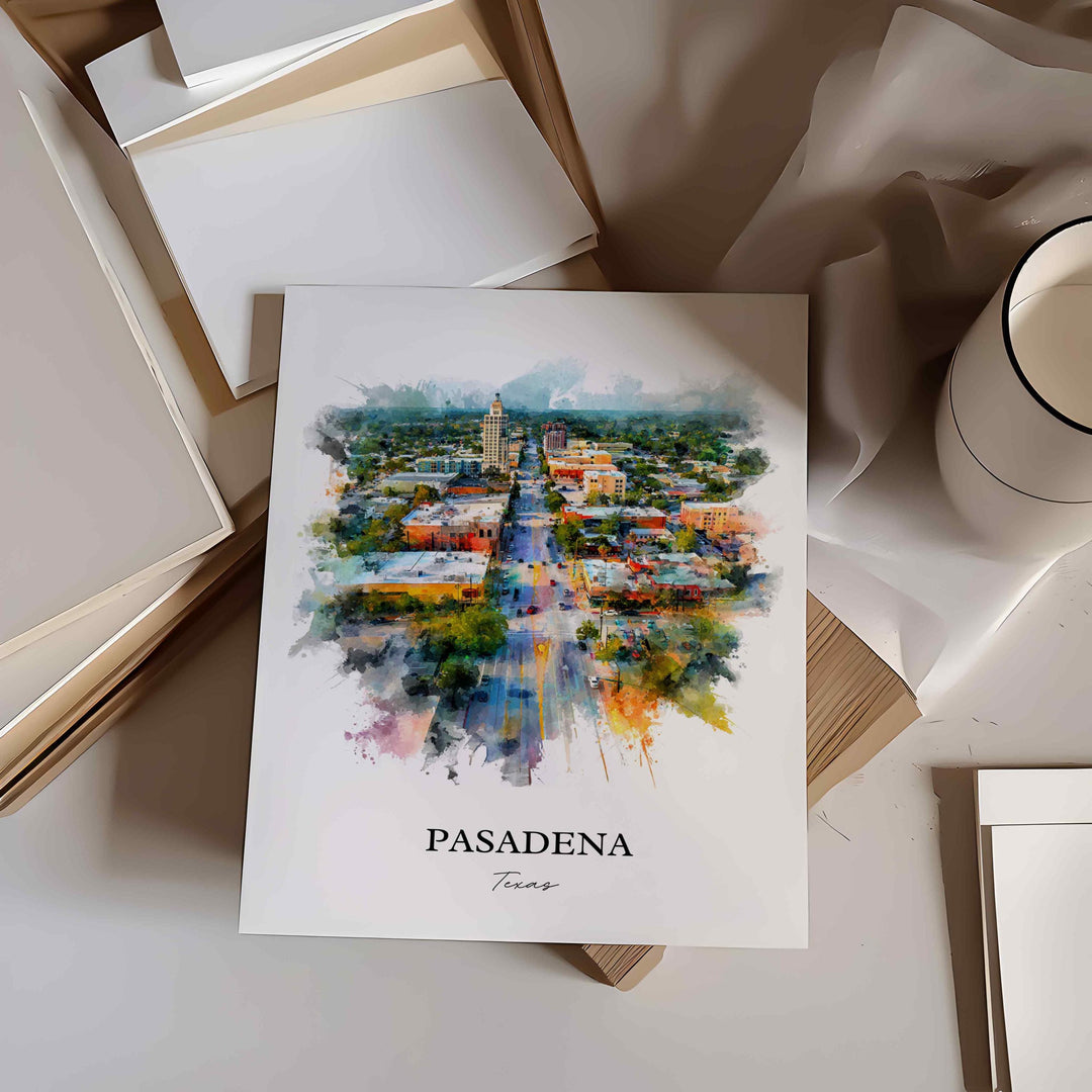 Pasadena, Texas – Watercolor Art Print