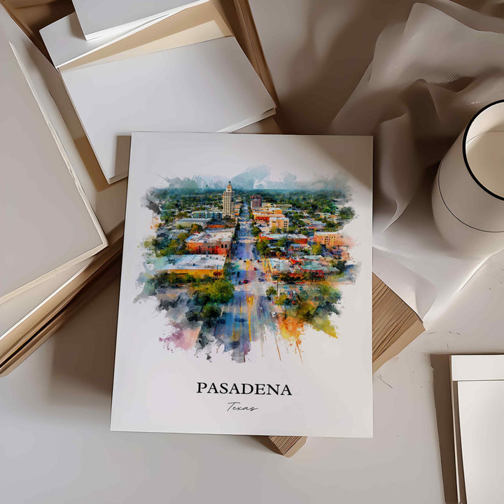 Pasadena, Texas – Watercolor Art Print