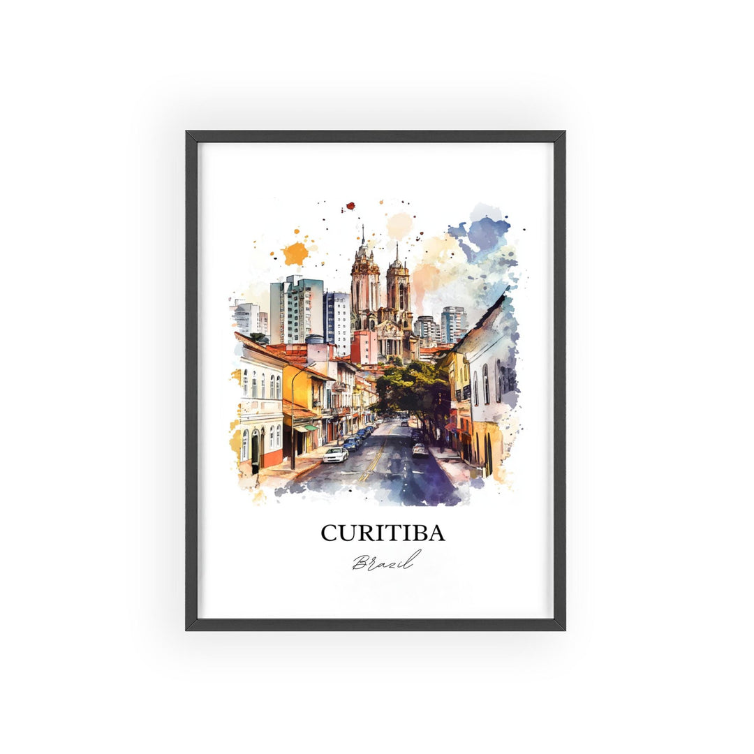 Curitiba Wall Art, Curitiba Print, Brazil Watercolor Art, Curitiba Gift, Travel Print, Travel Poster, Housewarming Gift