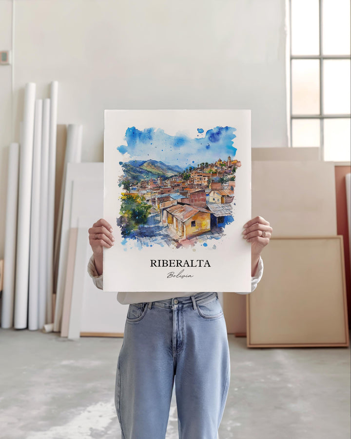 Riberalta Wall Art, Beni Dept Print, Bolivia Watercolor Art, Riberalta Bolivia Gift, Travel Print, Travel Poster, Housewarming Gift