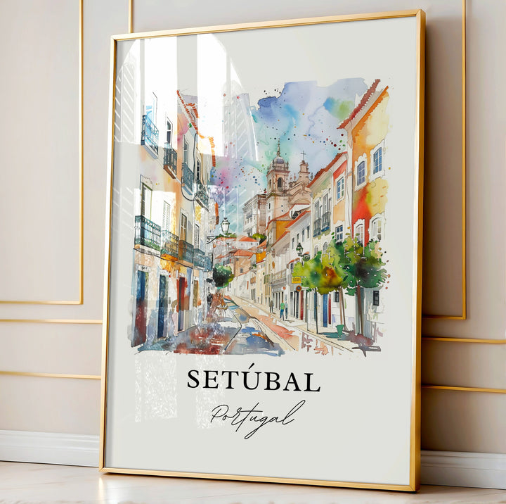 Setúbal Portugal Wall Art, Setúbal Print, Setúbal Watercolor, Setúbal Gift,