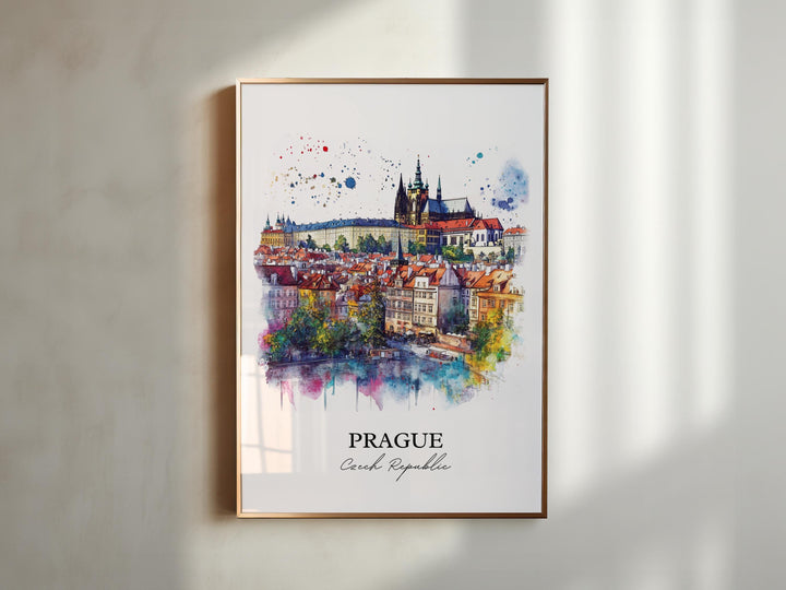 Prague Wall Art, Prague Skyline Print, Czech Republic Watercolor Art, Prague Gift, Travel Print, Travel Poster, Housewarming Gift