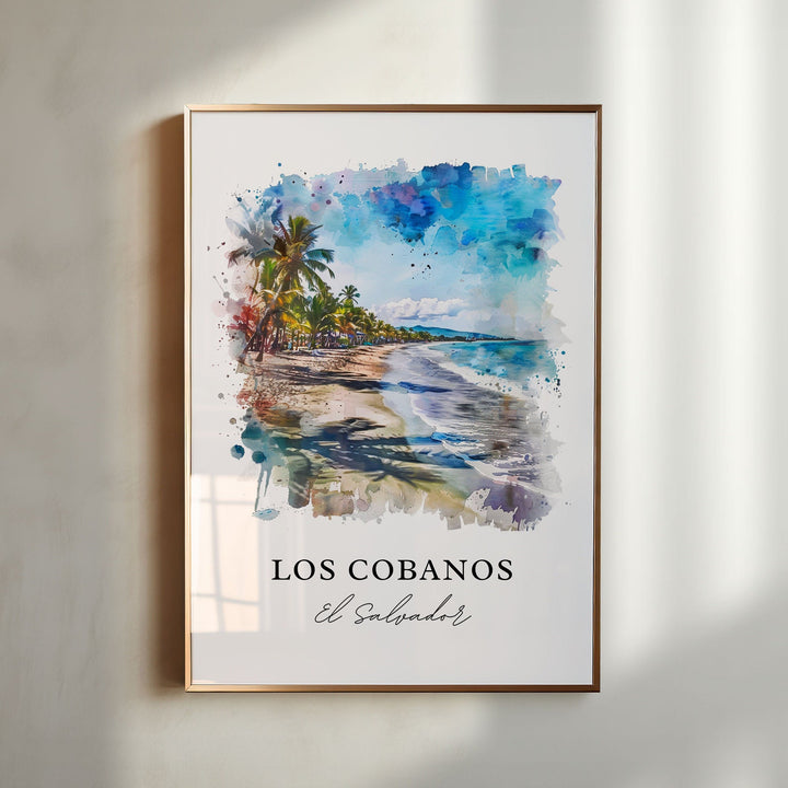 Los Cobanos Art, Los Cobanos Print, Sonsonate Watercolor, Los Cobanos El Salvador Gift,