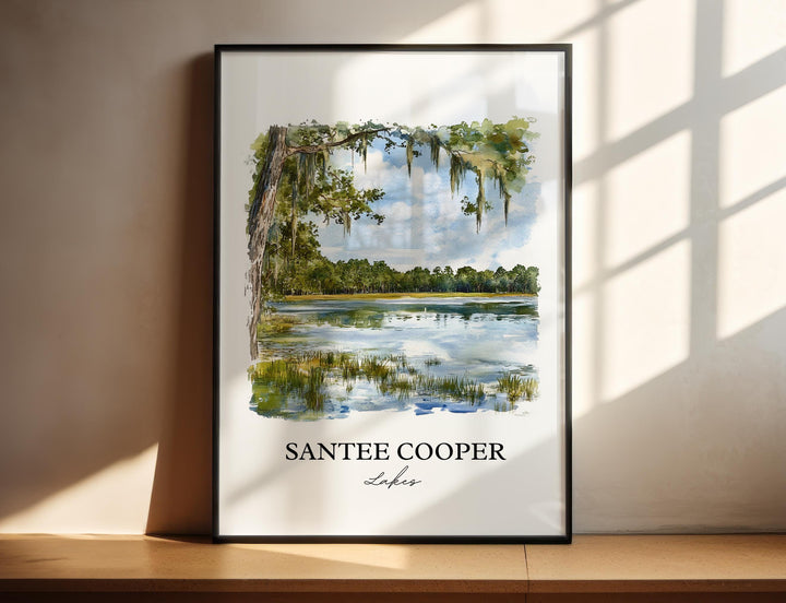 Santee Cooper Lakes Art, Lake Marion Print, South Carolina Art, Santee Cooper Lakes Gift, Travel Print, Travel Poster, Housewarming Gift