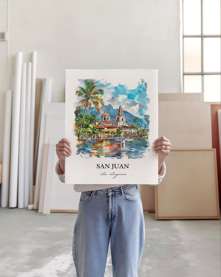 San Juan La Laguna Wall Art, Sololá Print, Guatemala Watercolor Art, San Juan La Laguna Gift, Travel Print, Travel Poster, Housewarming Gift