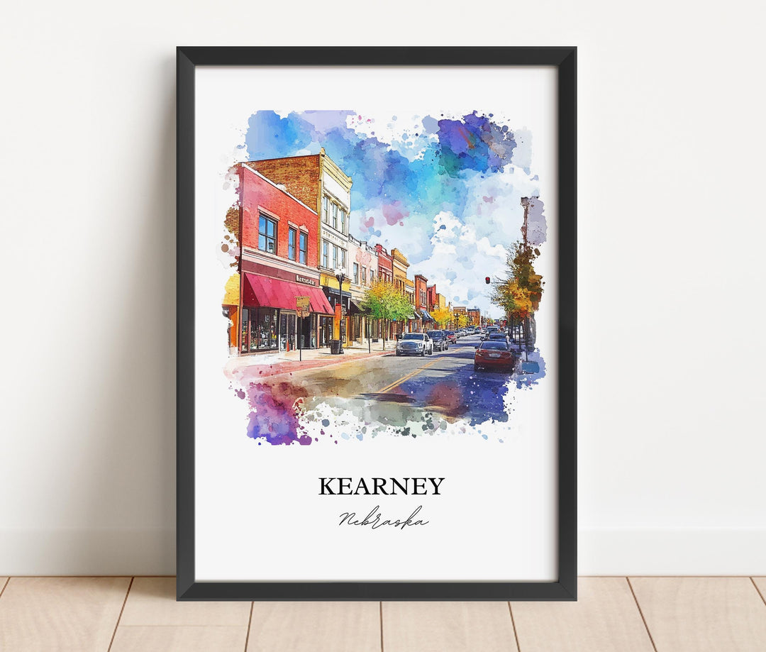 Kearney Nebraska Wall Art, Buffalo County NE Print, Nebraska Watercolor Art, Kearney Gift, Travel Print, Travel Poster, Housewarming Gift