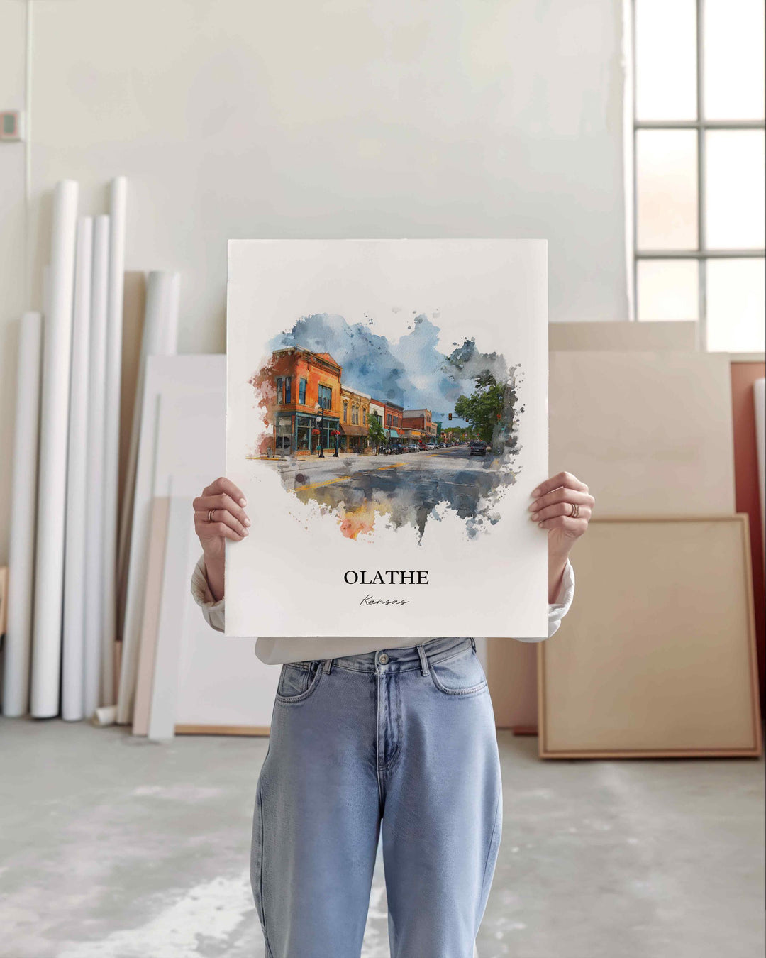 Olathe, Kansas Wall Art, Olathe Print, Olathe KS Watercolor Art, Olathe Gift, Travel Print, Travel Poster, Housewarming Gift
