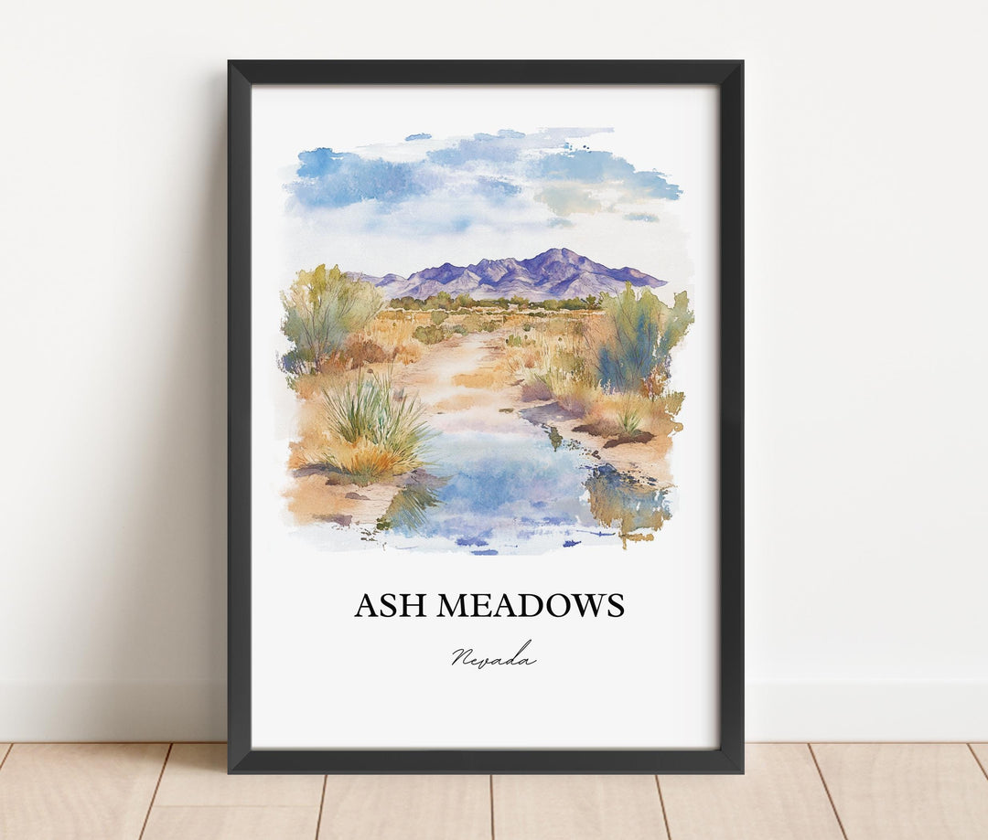 Ash Meadows NV Wall Art, Nye County Print, Nevada Watercolor Art, Ash Meadows Gift, Travel Print, Travel Poster, Housewarming Gift