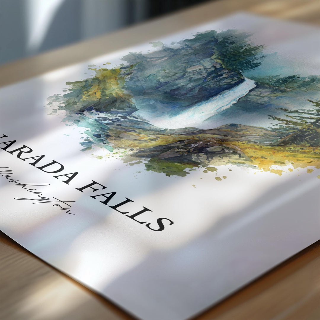 Narada Falls Wall Art, Mount Rainier Print, Washington State Artwork, Narada Falls Gift, Travel Print, Travel Poster, Housewarming Gift