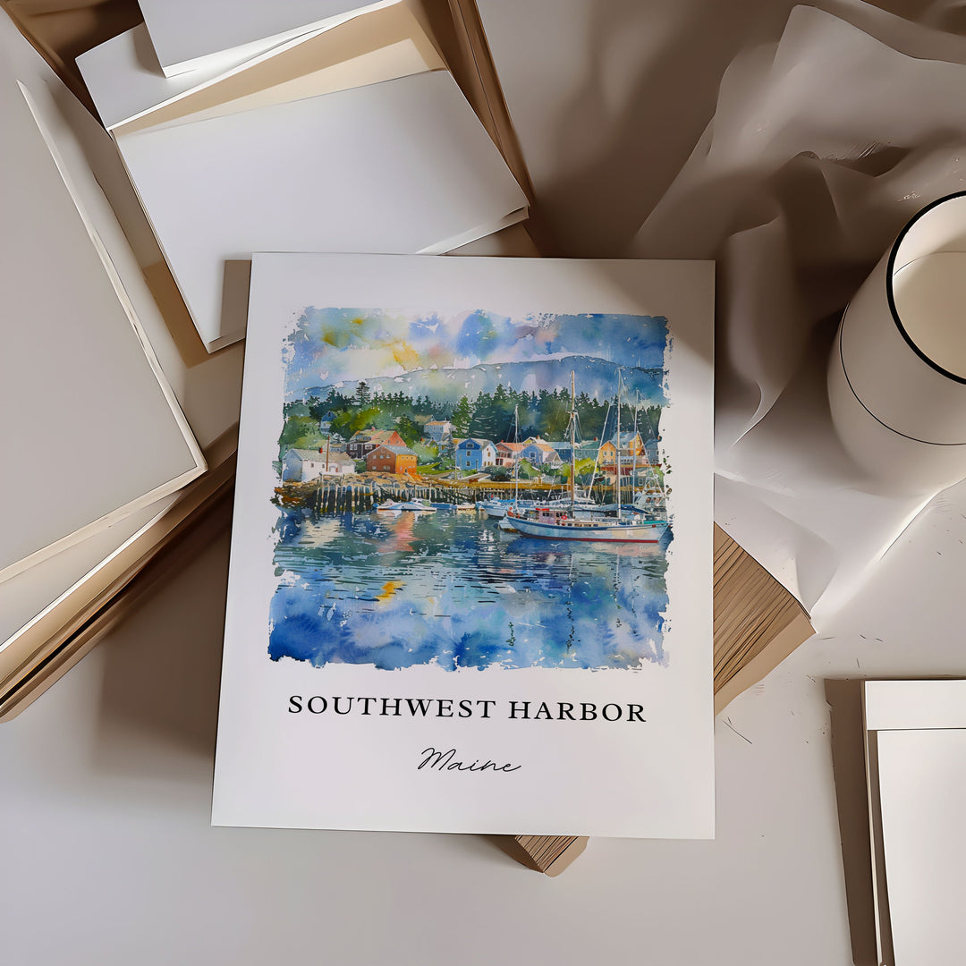 Southwest Harbor Maine Art, SW Harbor ME Print, Mount Desert Island, Hancock County ME Gift,