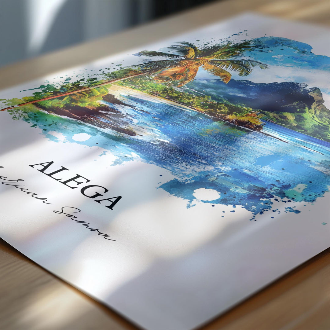 Alega Wall Art, American Samoa Print, Alega Watercolor Art, Tutuila Island Samoa Gift, Travel Print, Travel Poster, Housewarming Gift