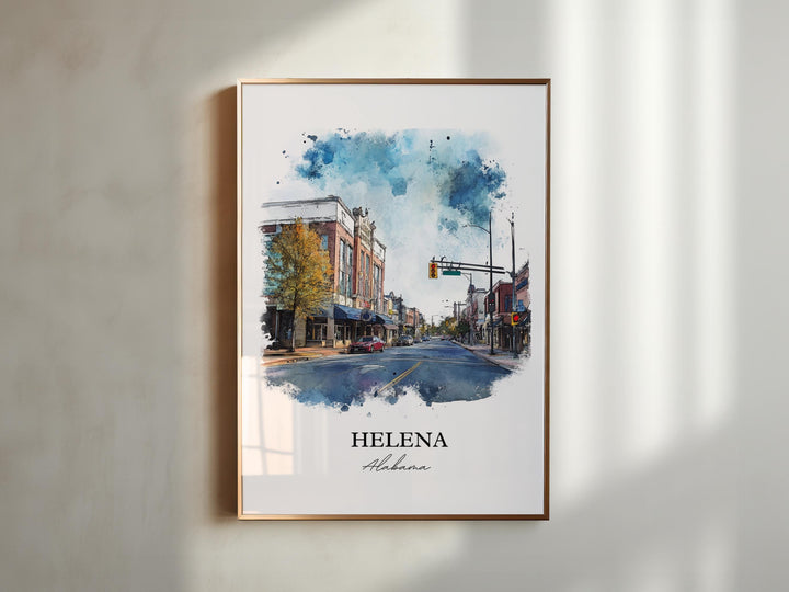 Helena AL Wall Art, Alabama Print, Alabama Watercolor Art, Helena Alabama Gift, Travel Print, Travel Poster, Housewarming Gift