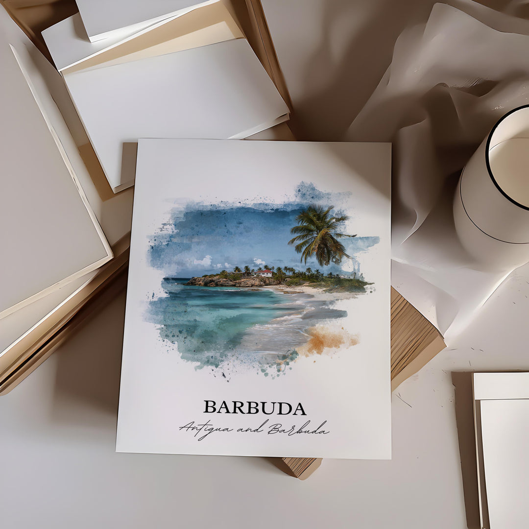 Barbuda Wall Art, Barbuda Print, Barbuda Watercolor Art, Antigua and Barbuda Gift, Barbuda Travel Print, Travel Poster, Housewarming Gift
