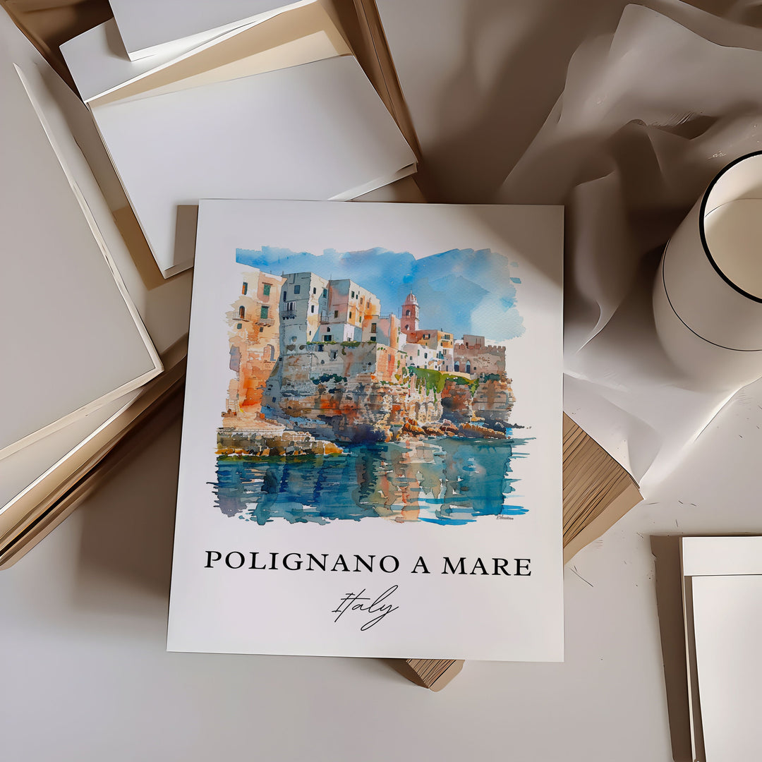 Polignano a Mare Art, Netherlands Print, Polignano a Mare Italy Watercolor, Cala Porto Gift,